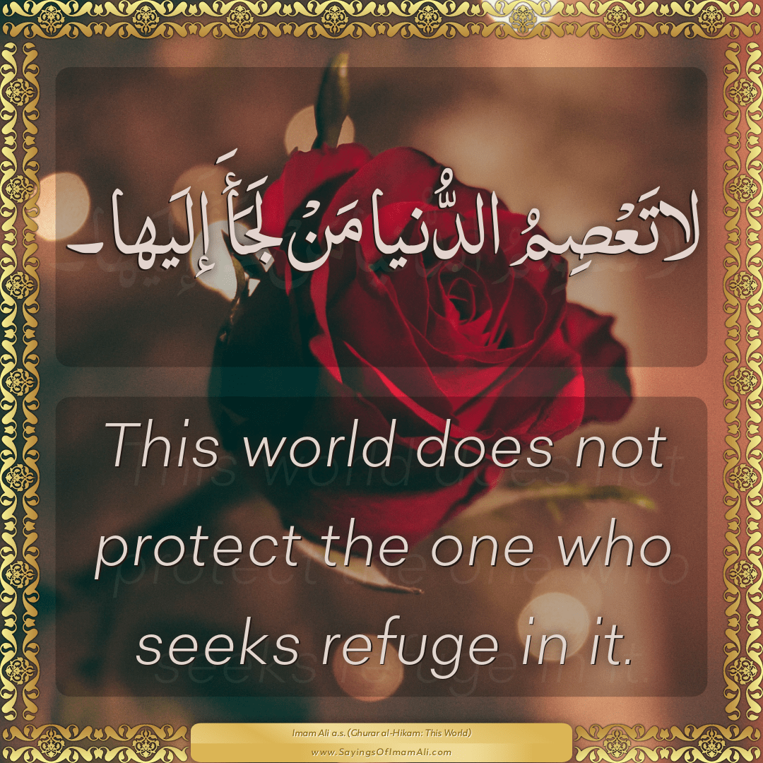 This world does not protect the one who seeks refuge in it.